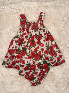 Edgehill Collection Red Floral Girls Matching Set